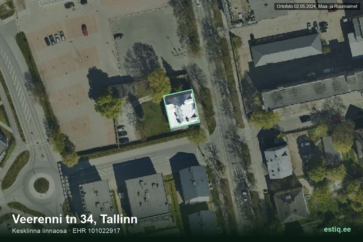 Veerenni tänav 34, Tallinn – aerial photo of the building, outline from the Building Register (EHR)