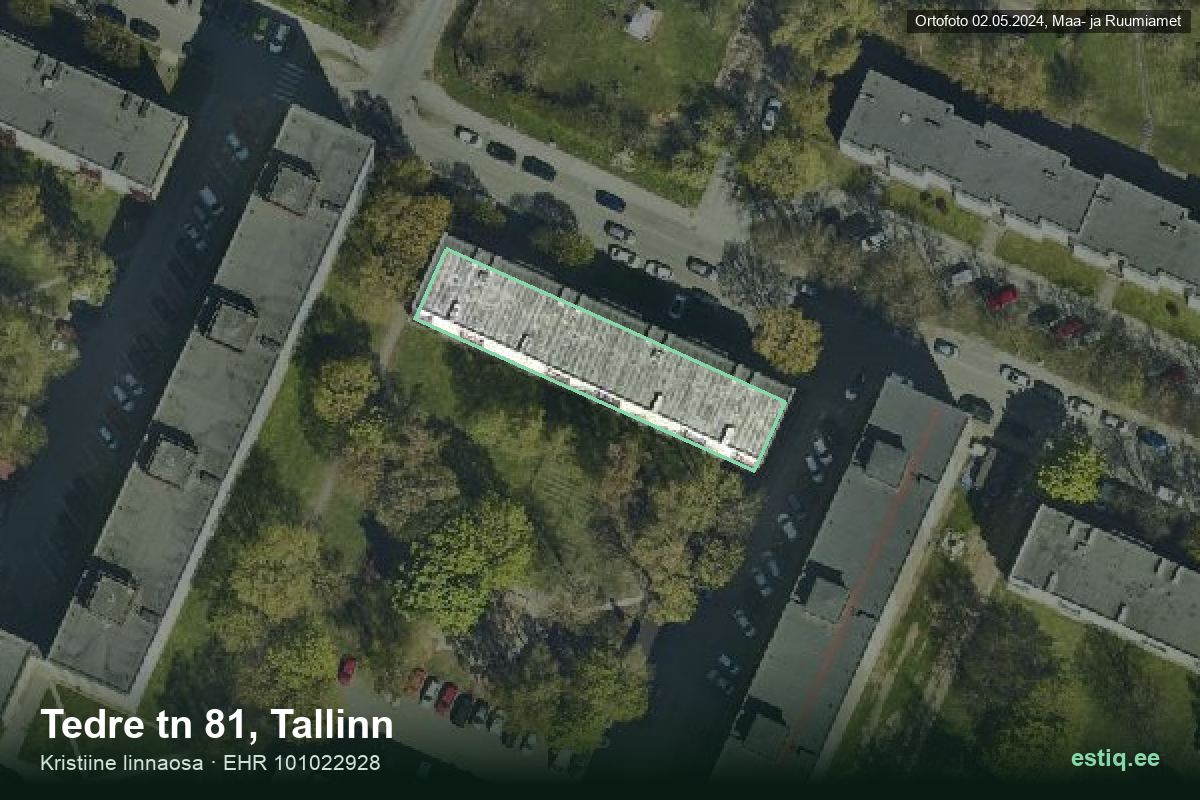 Tedre tänav 81, Tallinn – hoone aerofoto, kontuur ehitisregistri (EHR) andmetest