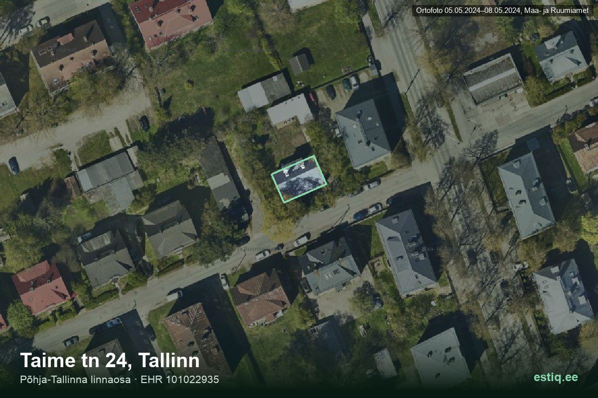 Taime tänav 24, Tallinn – hoone aerofoto, kontuur ehitisregistri (EHR) andmetest