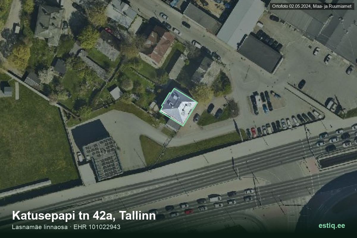 Katusepapi tänav 42a, Tallinn – hoone aerofoto, kontuur ehitisregistri (EHR) andmetest