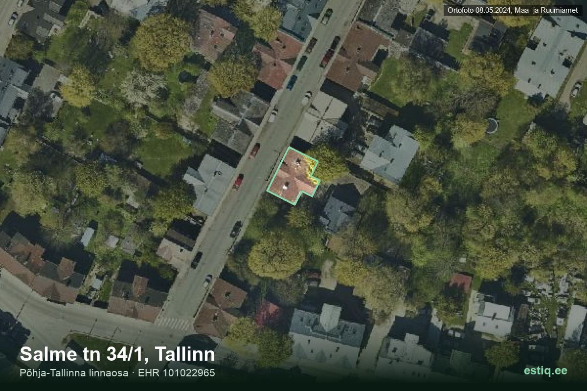 Salme tänav 34/1, Tallinn – hoone aerofoto, kontuur ehitisregistri (EHR) andmetest