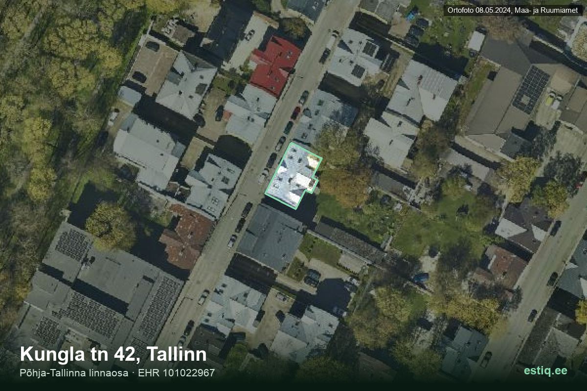Kungla tänav 42, Tallinn – hoone aerofoto, kontuur ehitisregistri (EHR) andmetest