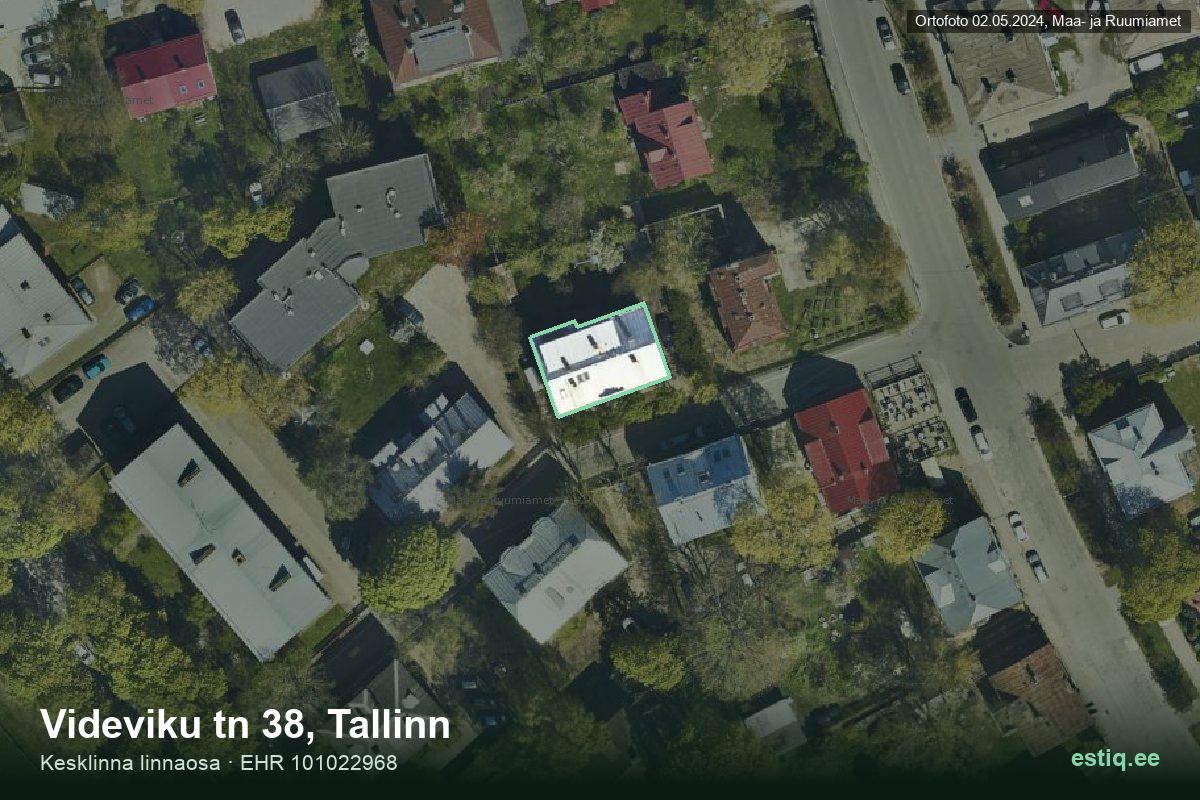 Videviku tänav 38, Tallinn – hoone aerofoto, kontuur ehitisregistri (EHR) andmetest