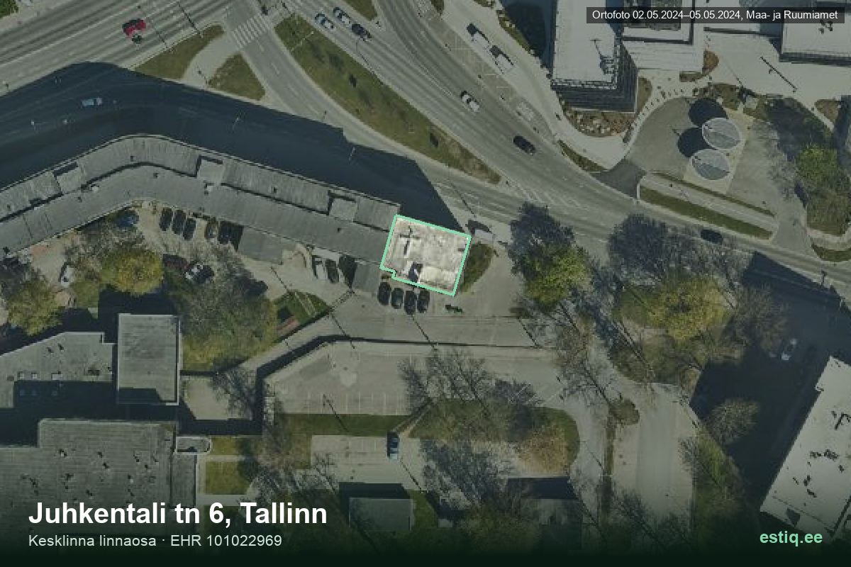 Juhkentali tänav 6, Tallinn – aerial photo of the building, outline from the Building Register (EHR)