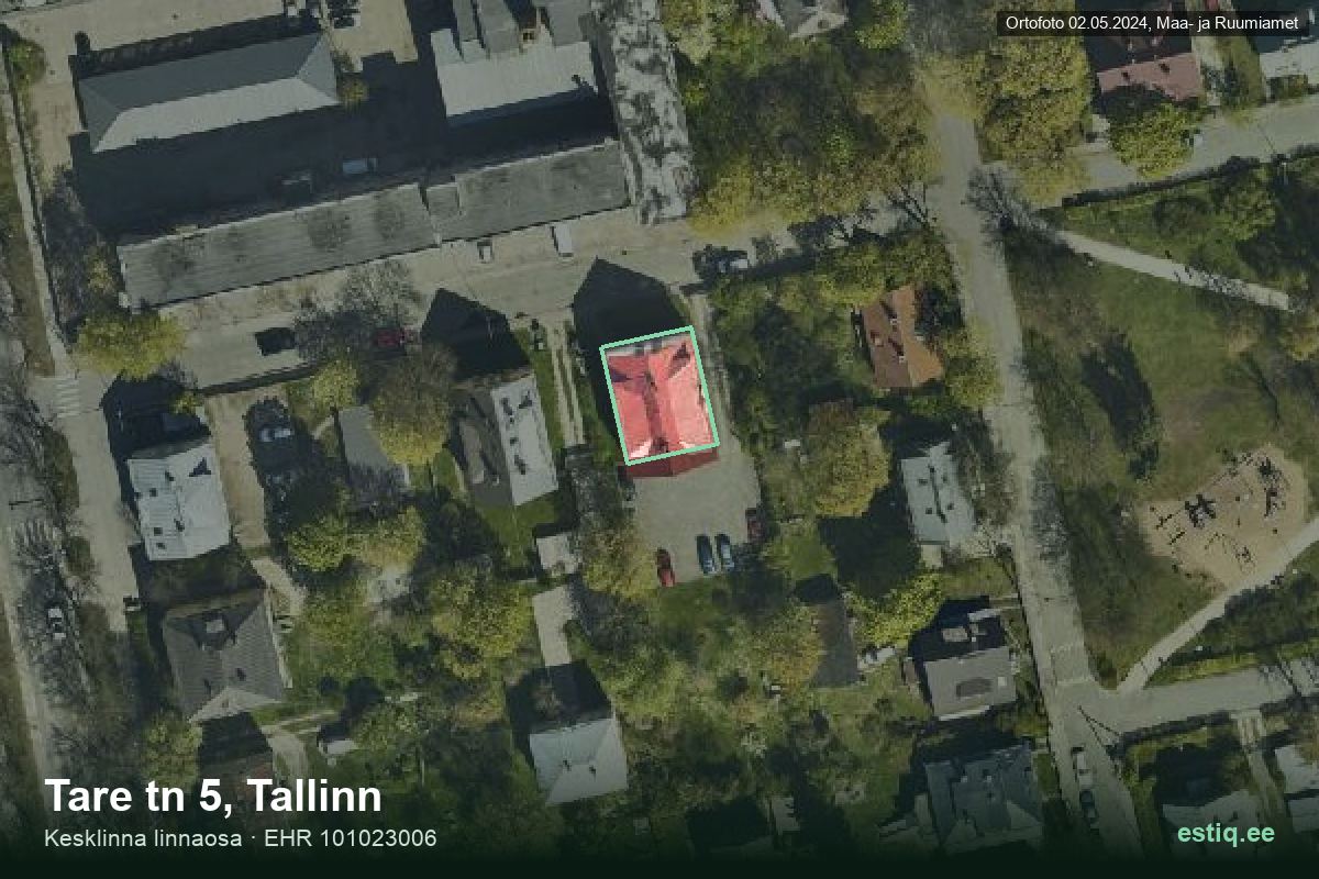 Tare tänav 5, Tallinn – hoone aerofoto, kontuur ehitisregistri (EHR) andmetest