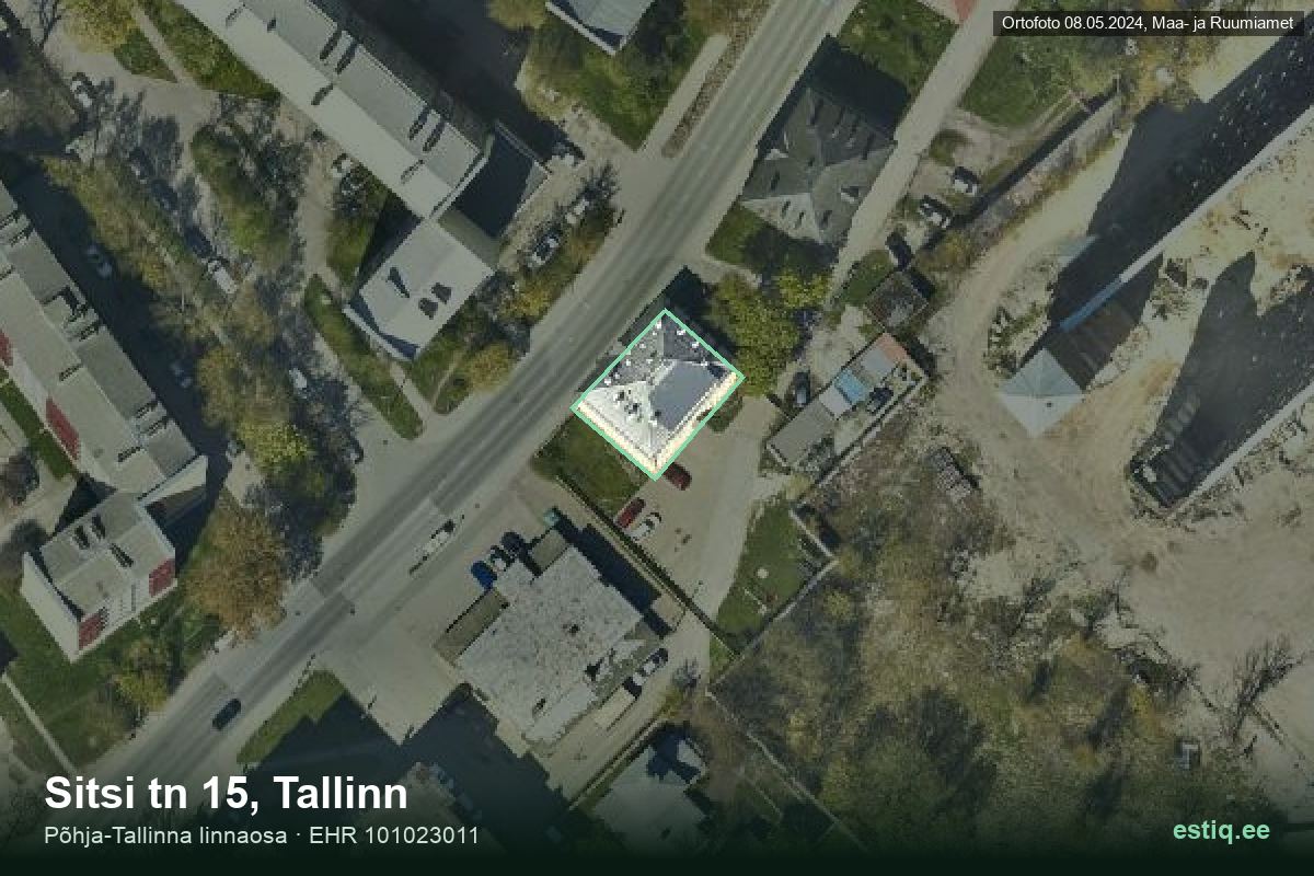 Sitsi tänav 15, Tallinn – ilmakuva rakennuksesta, ääriviiva rakennusrekisteristä (EHR)