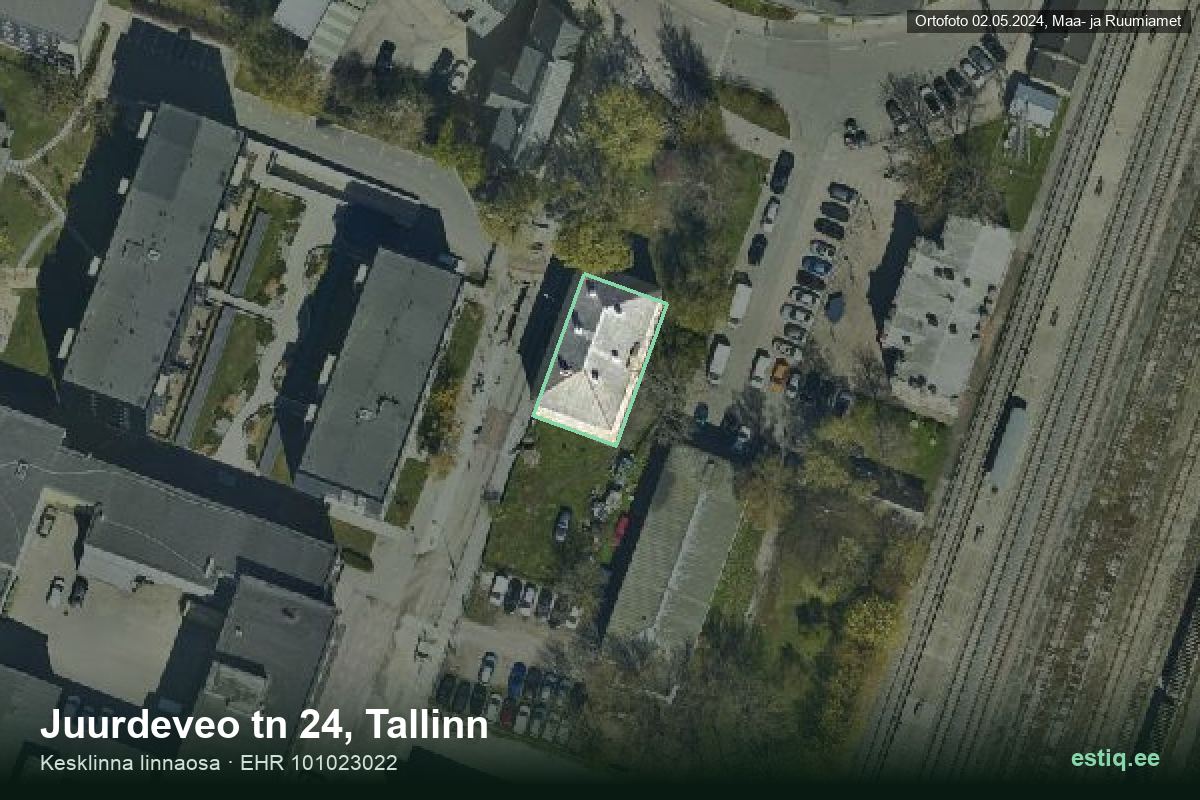 Juurdeveo tänav 24, Tallinn – аэрофото дома, контур по данным регистра строений (EHR)