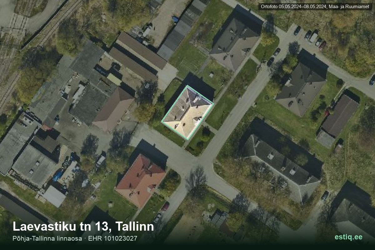 Laevastiku tänav 13, Tallinn – hoone aerofoto, kontuur ehitisregistri (EHR) andmetest