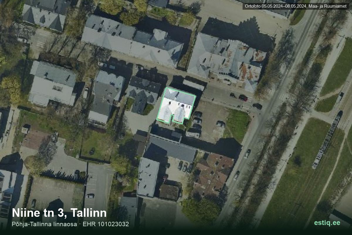 Niine tänav 3, Tallinn – hoone aerofoto, kontuur ehitisregistri (EHR) andmetest