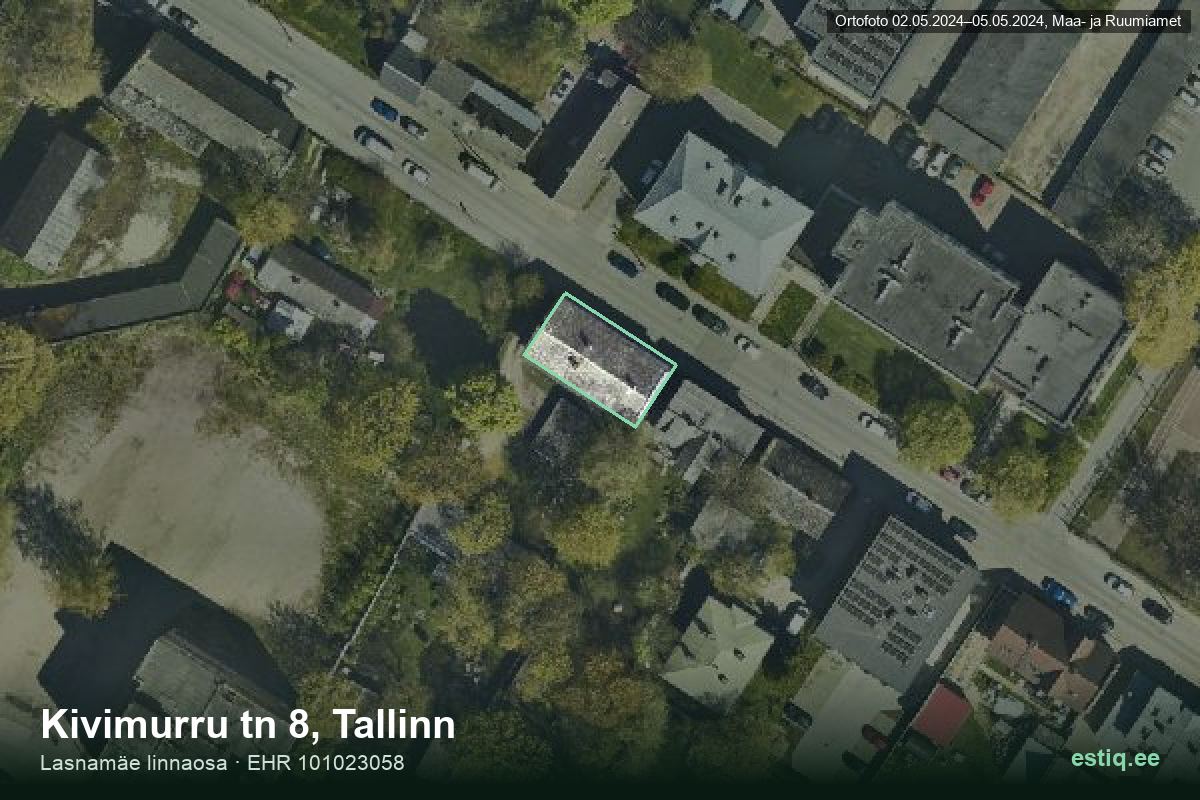 Kivimurru tänav 8, Tallinn – aerial photo of the building, outline from the Building Register (EHR)