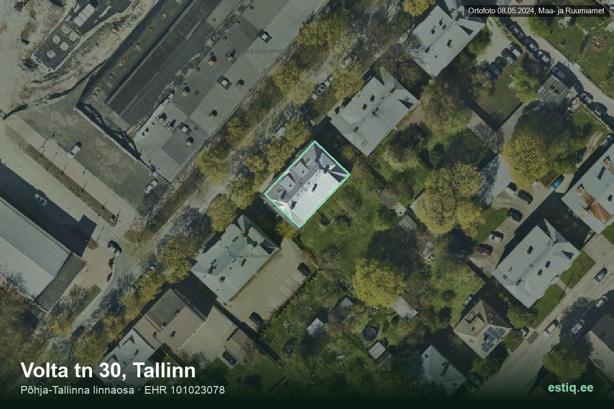 Volta tänav 30, Tallinn – aerial photo of the building, outline from the Building Register (EHR)