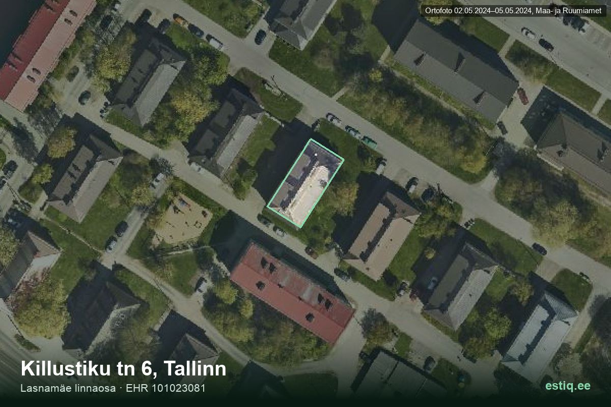 Killustiku tänav 6, Tallinn – aerial photo of the building, outline from the Building Register (EHR)