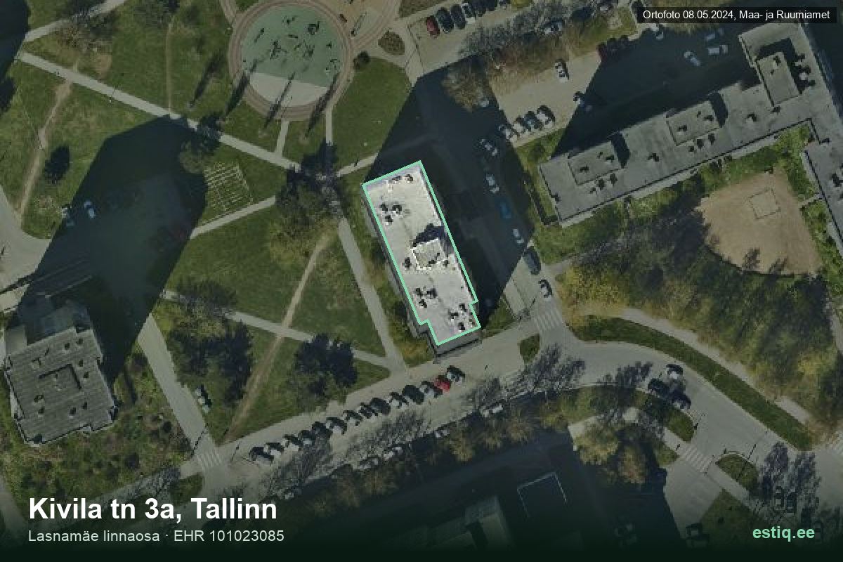 Kivila tänav 3a, Tallinn – hoone aerofoto, kontuur ehitisregistri (EHR) andmetest