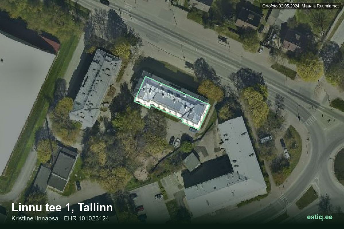 Linnu tee 1, Tallinn – hoone aerofoto, kontuur ehitisregistri (EHR) andmetest