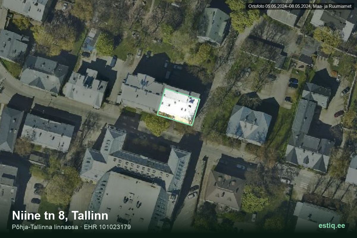 Niine tänav 8, Tallinn – hoone aerofoto, kontuur ehitisregistri (EHR) andmetest