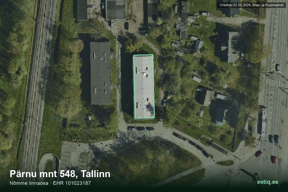 Pärnu mnt 548, Tallinn – hoone aerofoto, kontuur ehitisregistri (EHR) andmetest