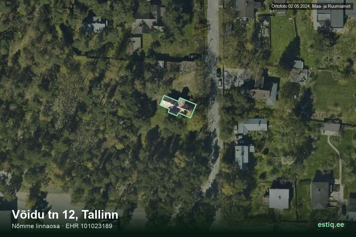 Võidu tänav 12, Tallinn – hoone aerofoto, kontuur ehitisregistri (EHR) andmetest