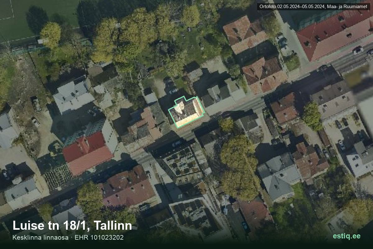 Luise tänav 18/1, Tallinn – hoone aerofoto, kontuur ehitisregistri (EHR) andmetest