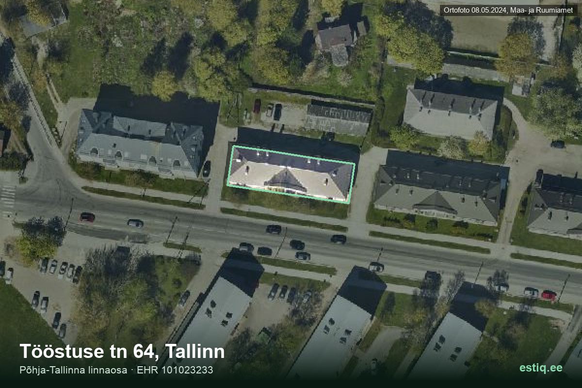 Tööstuse tänav 64, Tallinn – hoone aerofoto, kontuur ehitisregistri (EHR) andmetest