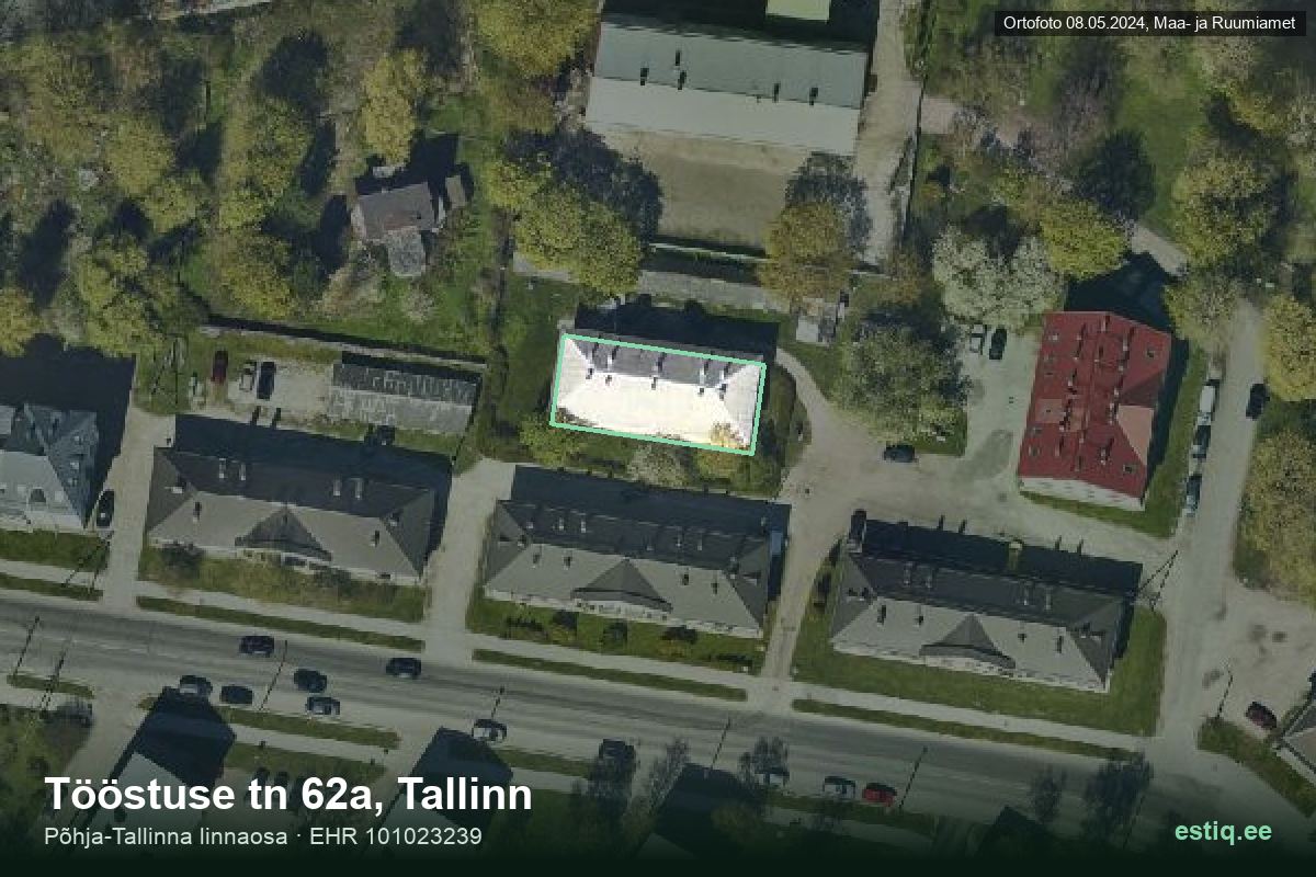 Tööstuse tänav 62a, Tallinn – hoone aerofoto, kontuur ehitisregistri (EHR) andmetest