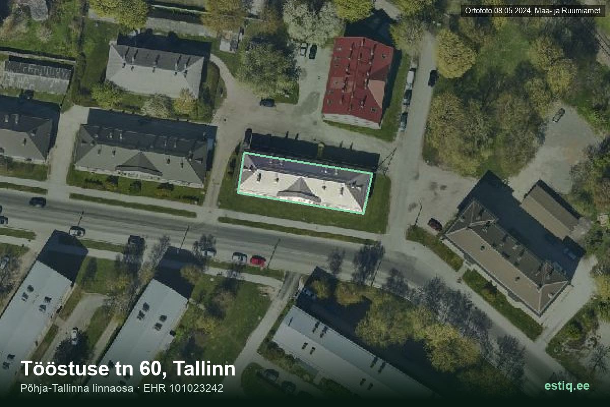 Tööstuse tänav 60, Tallinn – hoone aerofoto, kontuur ehitisregistri (EHR) andmetest