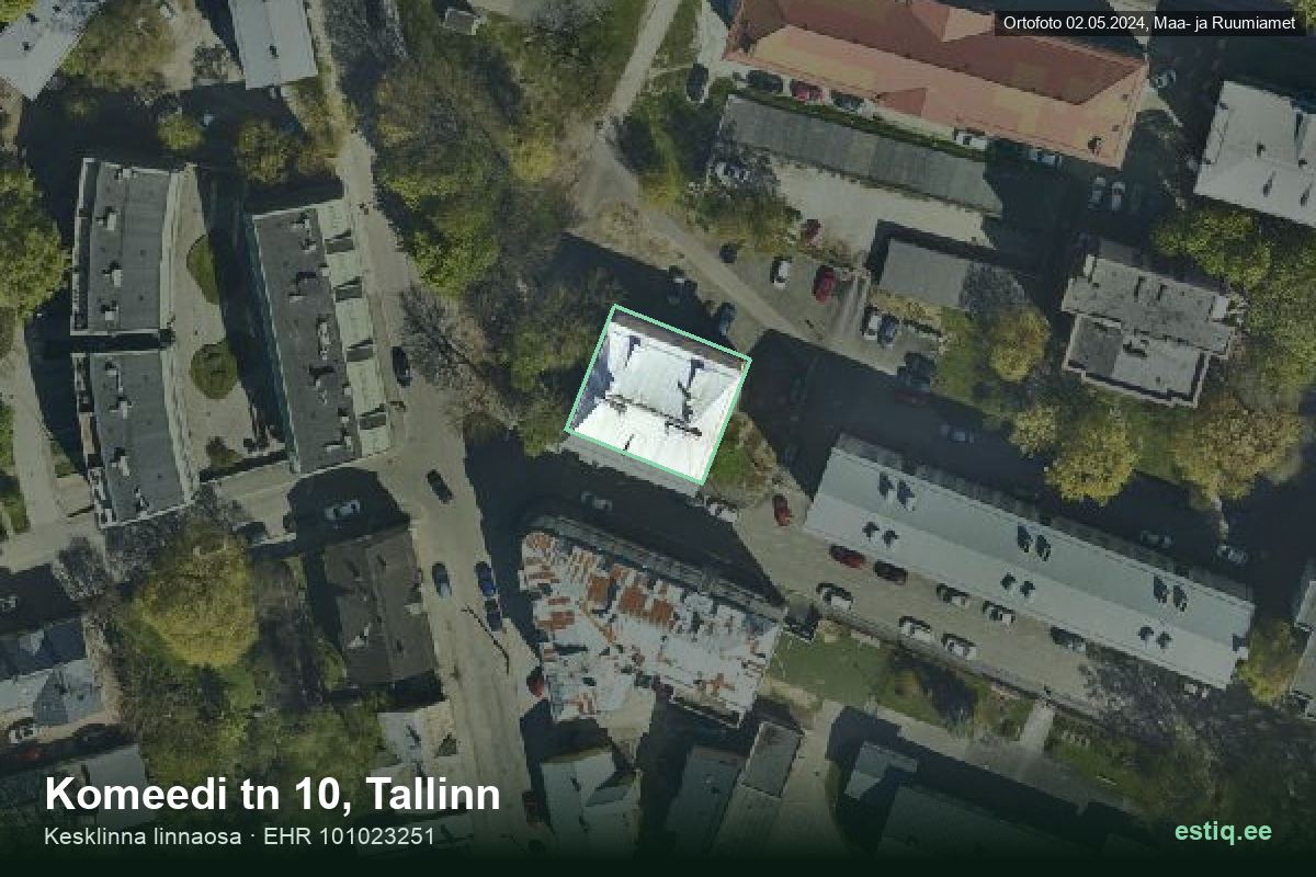 Komeedi tänav 10, Tallinn – hoone aerofoto, kontuur ehitisregistri (EHR) andmetest