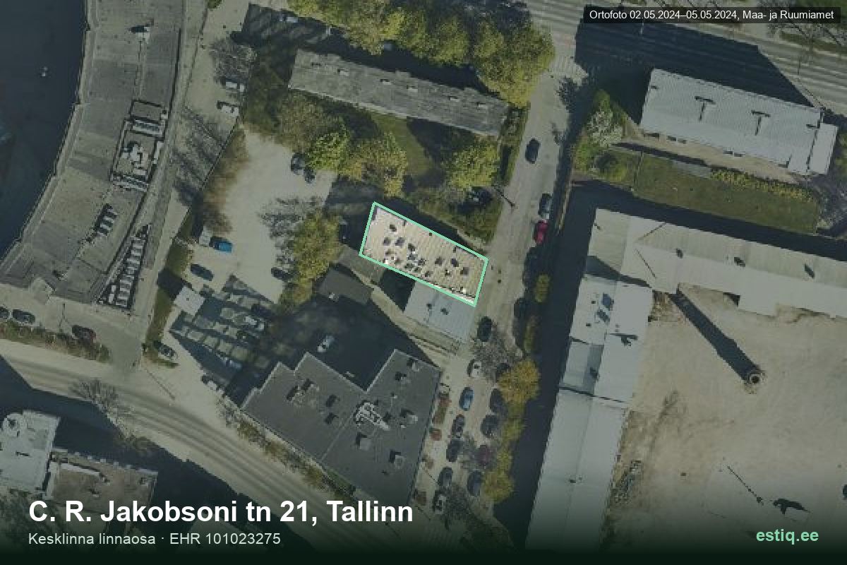 C. R. Jakobsoni tänav 21, Tallinn – hoone aerofoto, kontuur ehitisregistri (EHR) andmetest