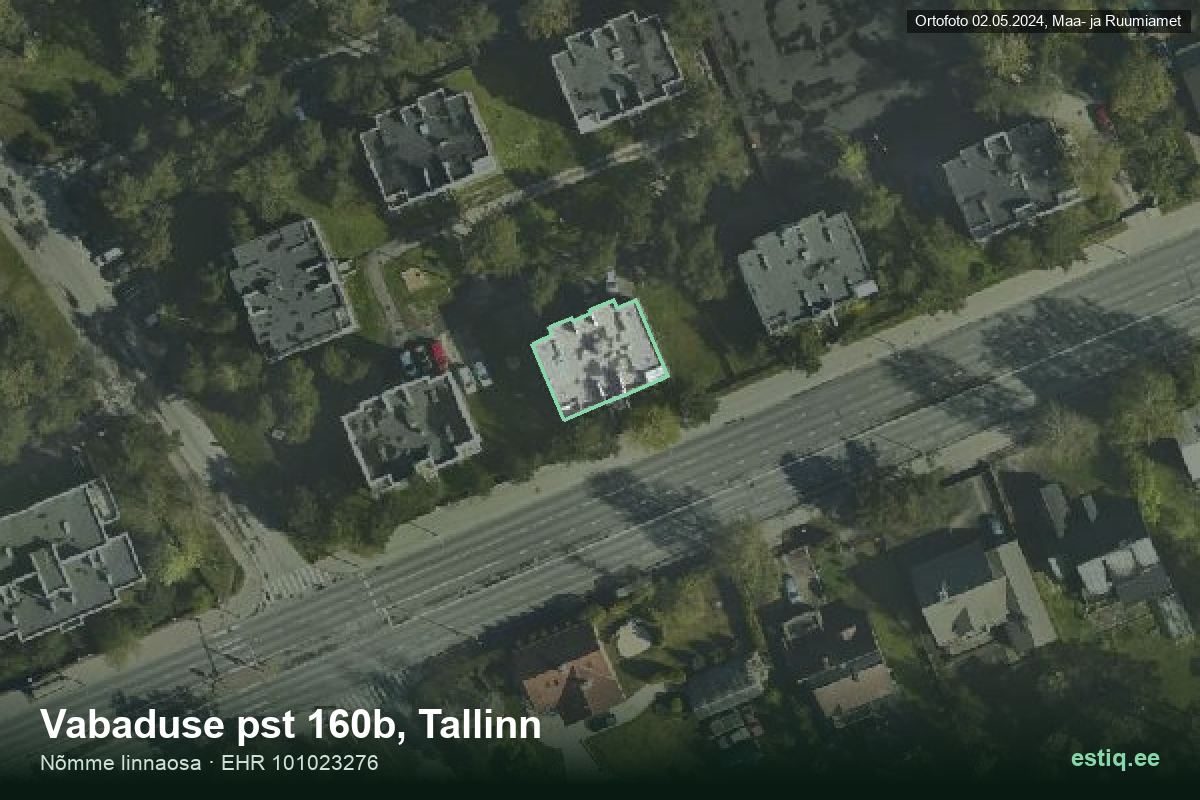 Vabaduse pst 160b, Tallinn – ilmakuva rakennuksesta, ääriviiva rakennusrekisteristä (EHR)