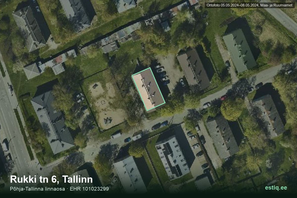 Rukki tänav 6, Tallinn – hoone aerofoto, kontuur ehitisregistri (EHR) andmetest