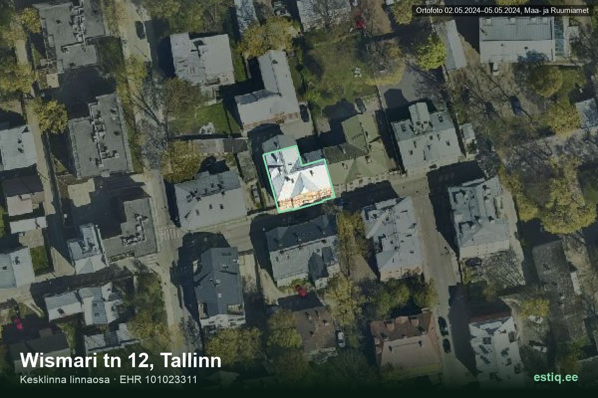 Wismari tänav 12, Tallinn – aerial photo of the building, outline from the Building Register (EHR)