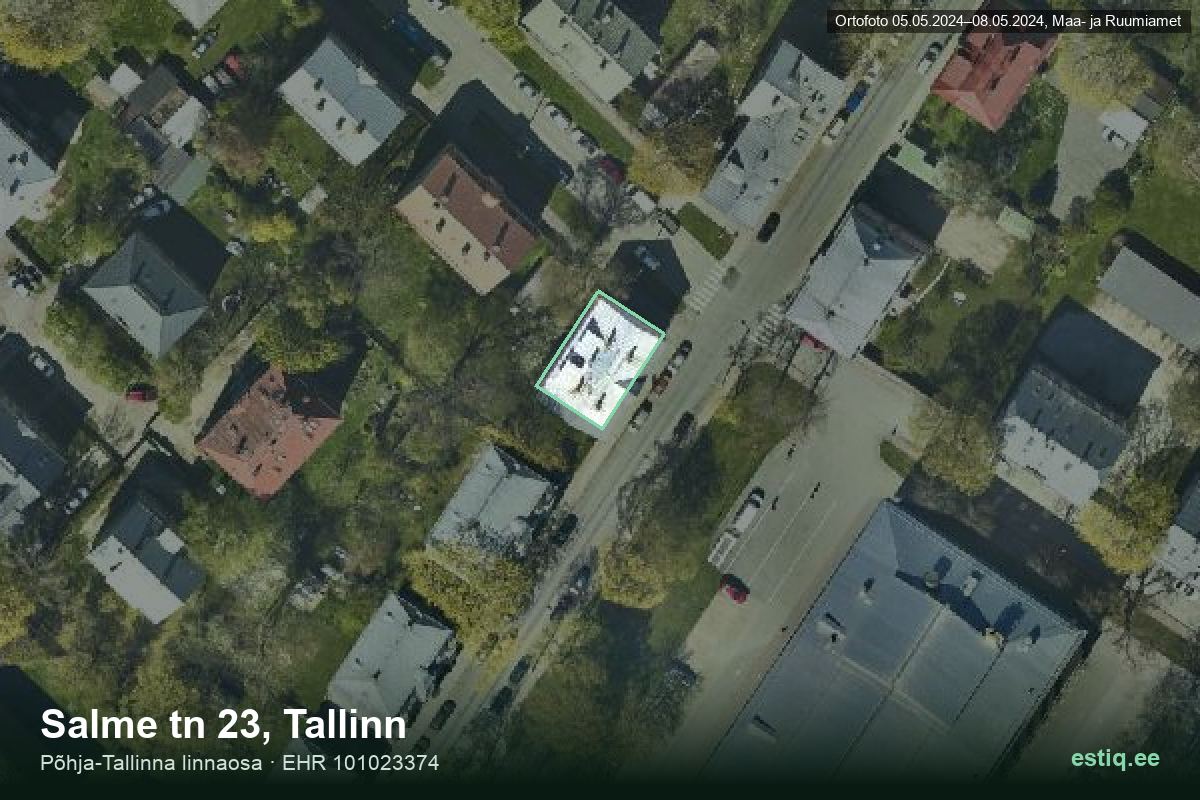 Salme tänav 23, Tallinn – hoone aerofoto, kontuur ehitisregistri (EHR) andmetest