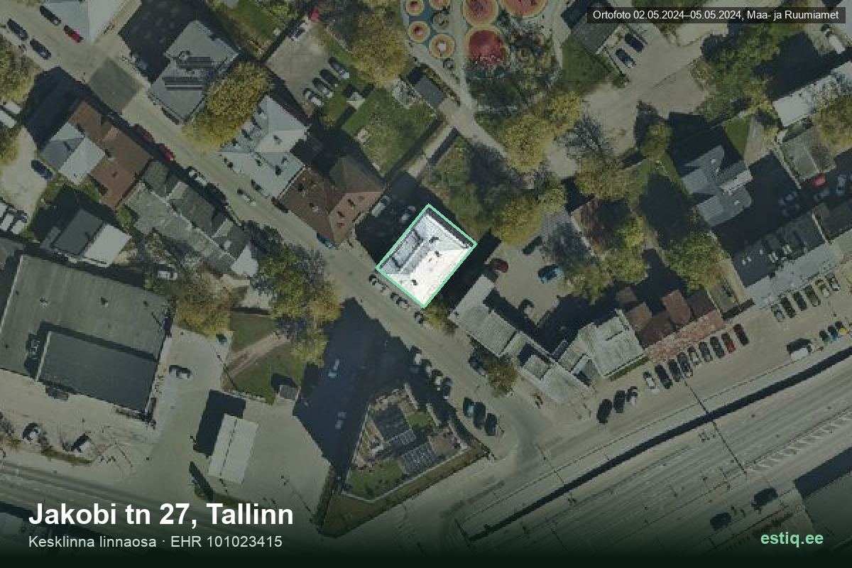 Jakobi tänav 27, Tallinn – ilmakuva rakennuksesta, ääriviiva rakennusrekisteristä (EHR)