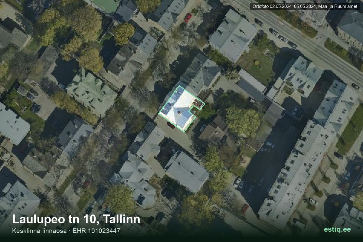 Laulupeo tänav 10, Tallinn – aerial photo of the building, outline from the Building Register (EHR)