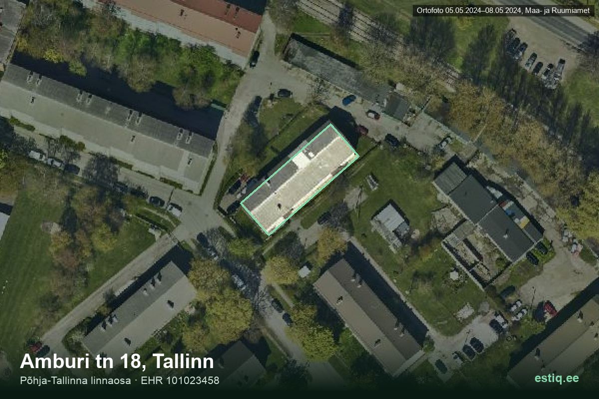 Amburi tänav 18, Tallinn – hoone aerofoto, kontuur ehitisregistri (EHR) andmetest