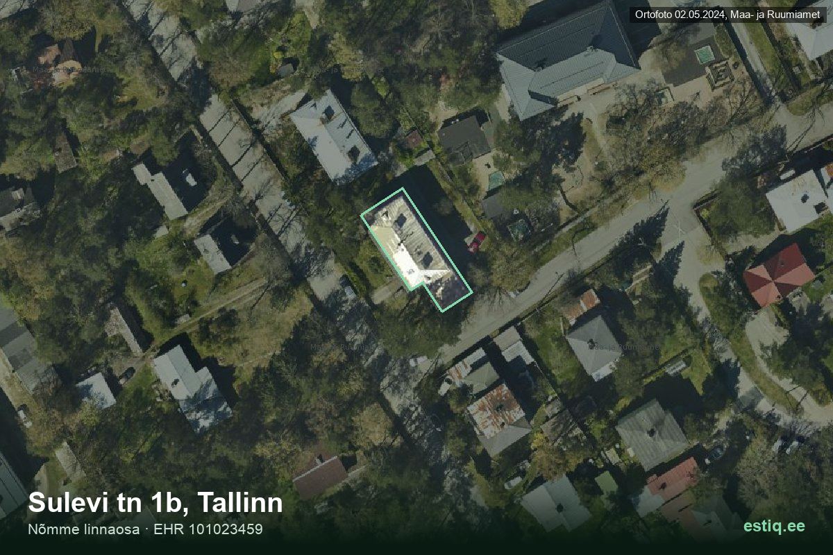 Sulevi tänav 1b, Tallinn – hoone aerofoto, kontuur ehitisregistri (EHR) andmetest