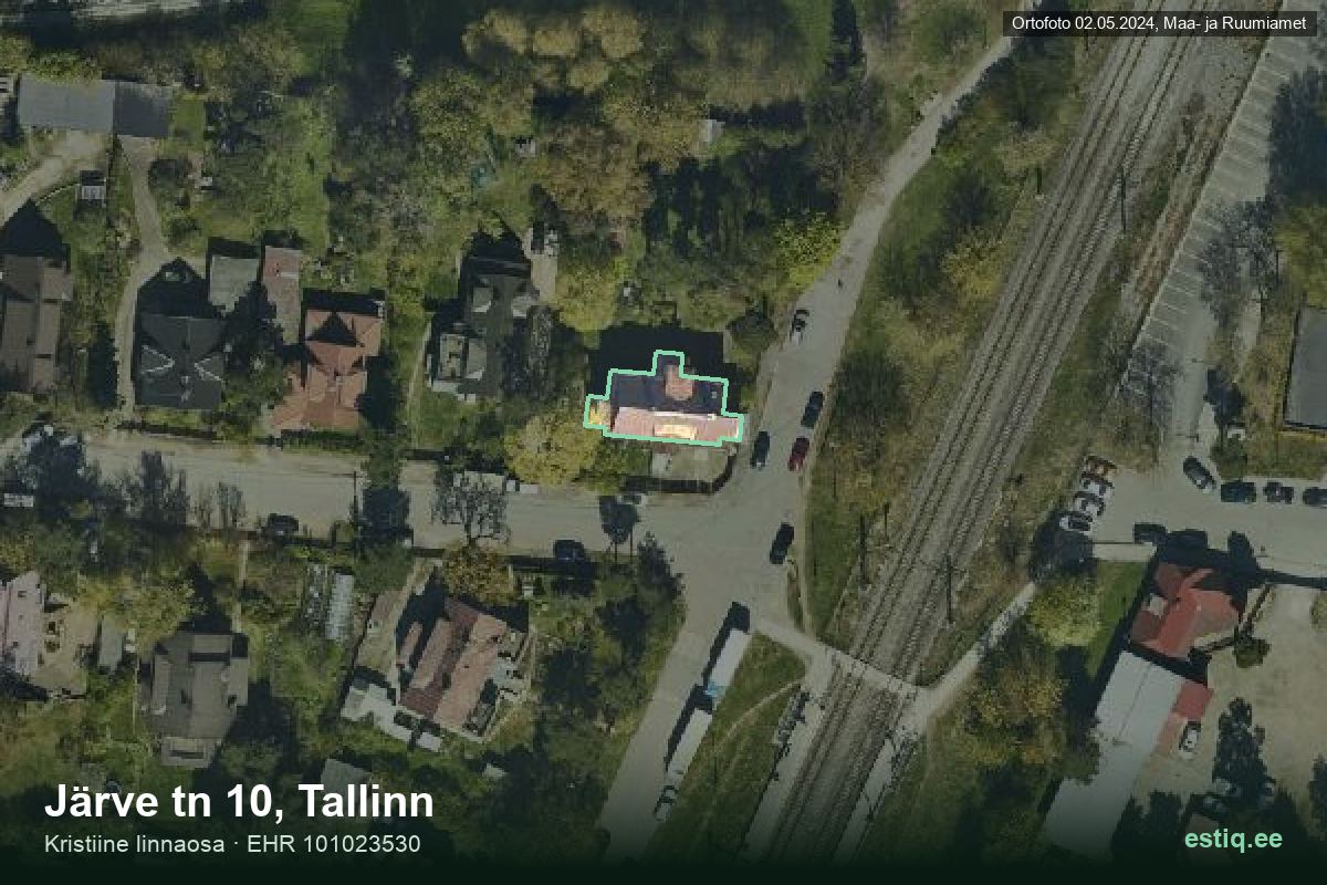 Järve tänav 10, Tallinn – ilmakuva rakennuksesta, ääriviiva rakennusrekisteristä (EHR)