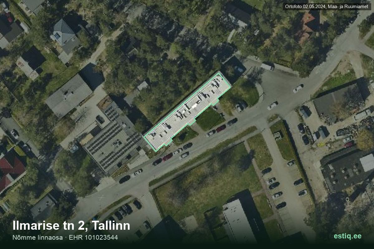 Ilmarise tänav 2, Tallinn – hoone aerofoto, kontuur ehitisregistri (EHR) andmetest