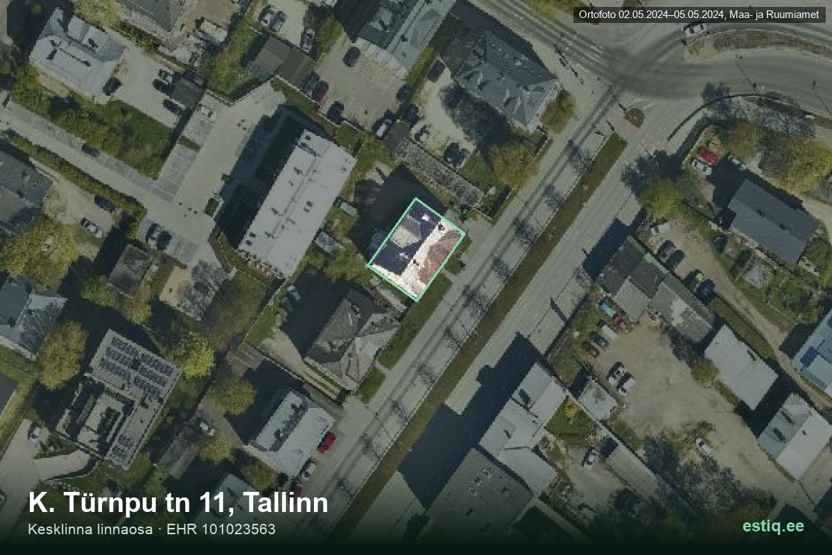 K. Türnpu tänav 11, Tallinn – aerial photo of the building, outline from the Building Register (EHR)