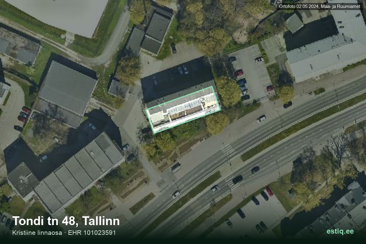 Tondi tänav 48, Tallinn – hoone aerofoto, kontuur ehitisregistri (EHR) andmetest