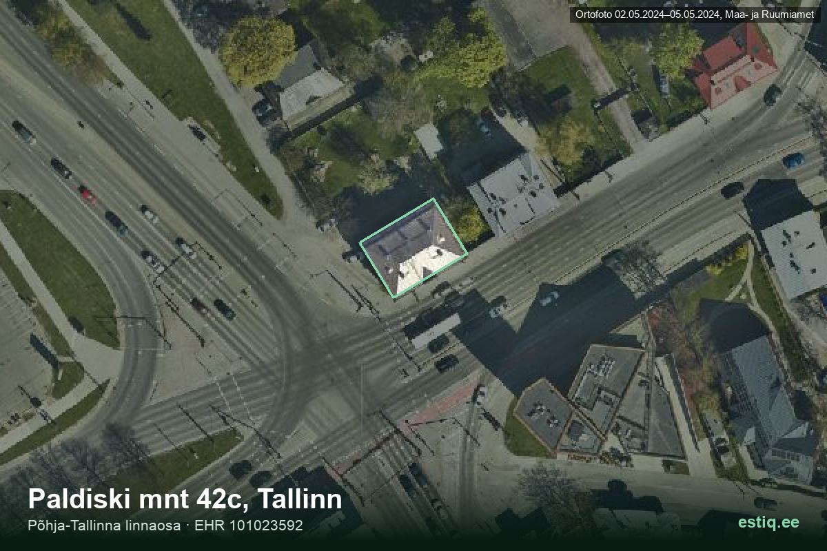 Paldiski mnt 42c, Tallinn – hoone aerofoto, kontuur ehitisregistri (EHR) andmetest