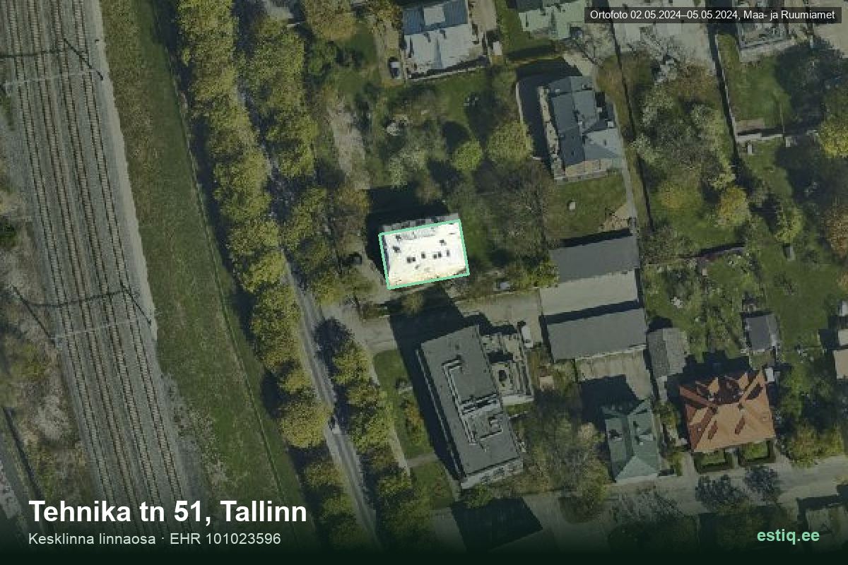 Tehnika tänav 51, Tallinn – ilmakuva rakennuksesta, ääriviiva rakennusrekisteristä (EHR)