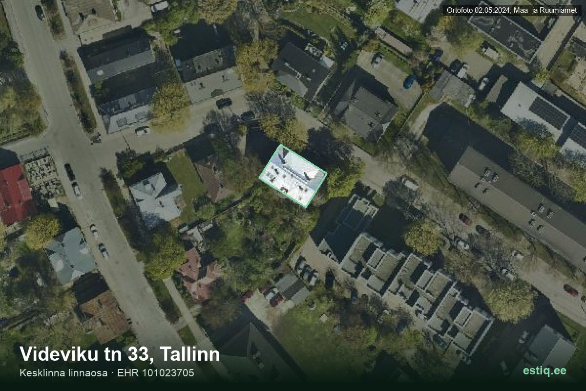 Videviku tänav 33, Tallinn – ilmakuva rakennuksesta, ääriviiva rakennusrekisteristä (EHR)