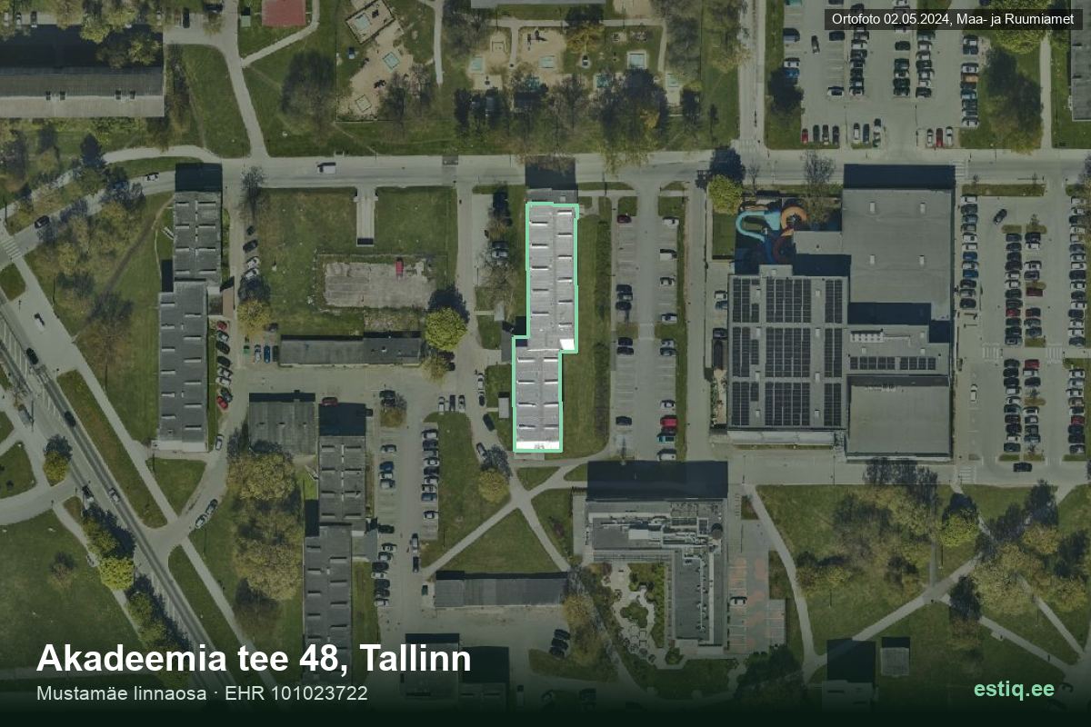 Akadeemia tee 48, Tallinn – hoone aerofoto, kontuur ehitisregistri (EHR) andmetest