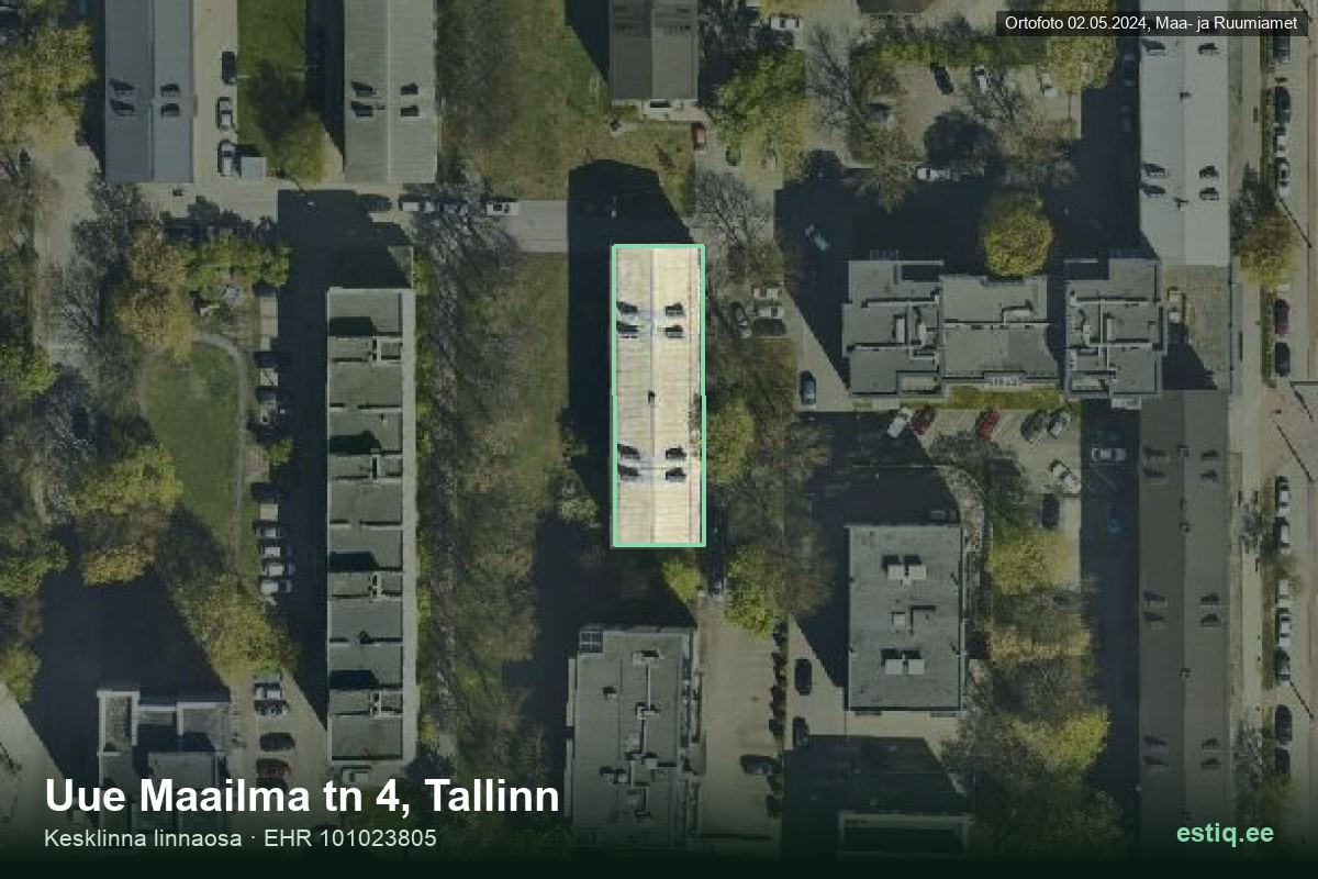 Uue Maailma tänav 4, Tallinn – аэрофото дома, контур по данным регистра строений (EHR)