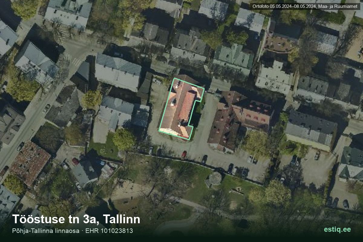 Tööstuse tänav 3a, Tallinn – hoone aerofoto, kontuur ehitisregistri (EHR) andmetest