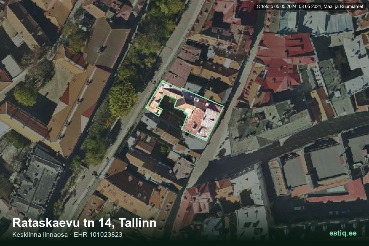 Rataskaevu tänav 14, Tallinn – aerial photo of the building, outline from the Building Register (EHR)