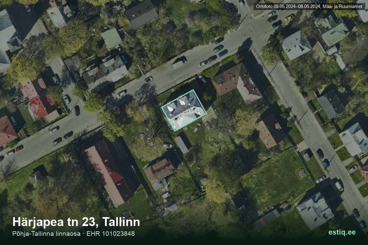 Härjapea tänav 23, Tallinn – ilmakuva rakennuksesta, ääriviiva rakennusrekisteristä (EHR)