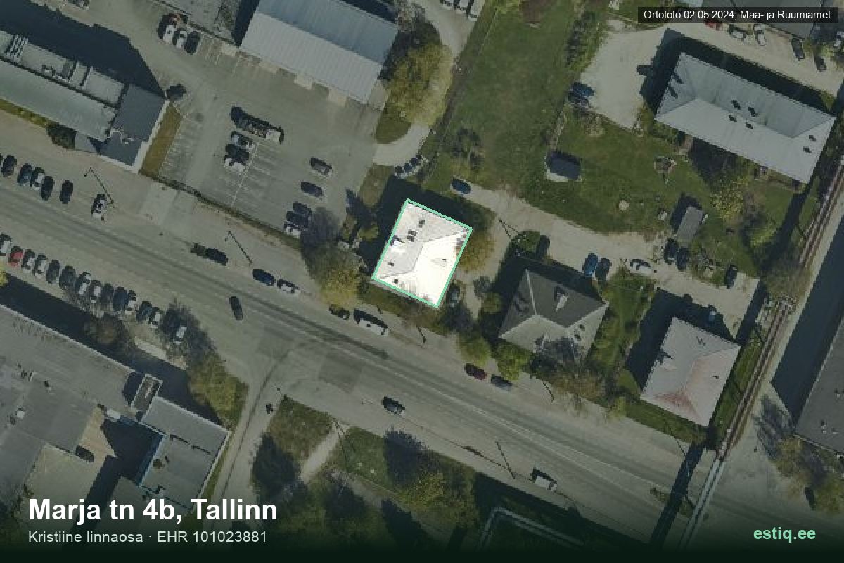 Marja tänav 4b, Tallinn – aerial photo of the building, outline from the Building Register (EHR)