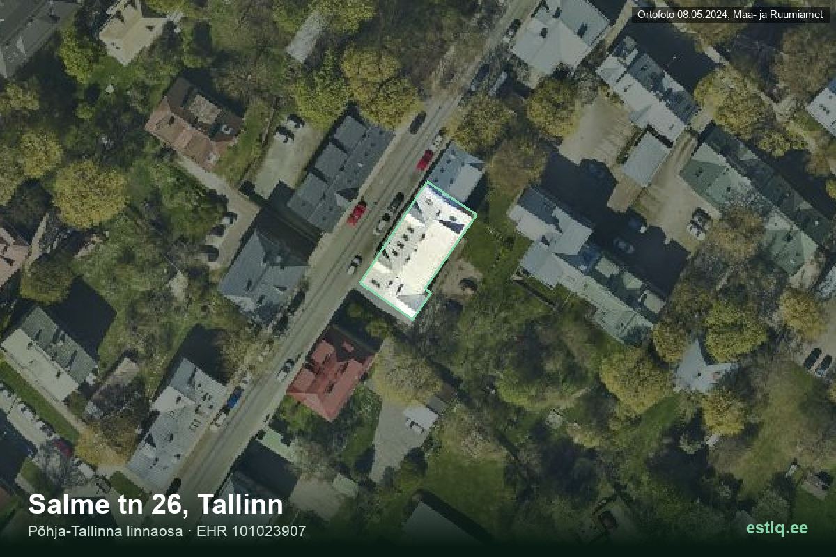 Salme tänav 26, Tallinn – hoone aerofoto, kontuur ehitisregistri (EHR) andmetest