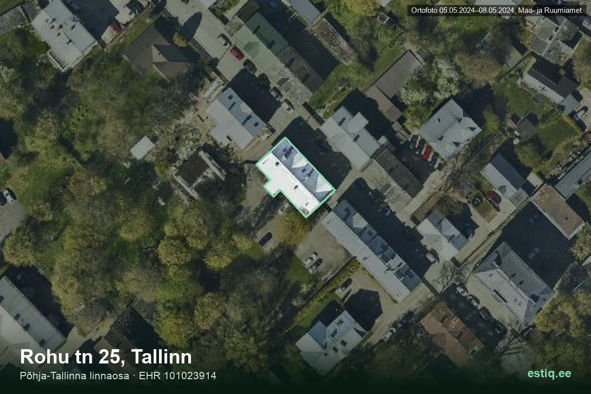 Rohu tänav 25, Tallinn – ilmakuva rakennuksesta, ääriviiva rakennusrekisteristä (EHR)